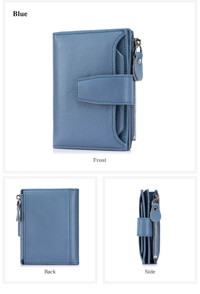 Large Capacity Women's RFID Wallet - Leather Bifold with Coin Pocket & ID Windows