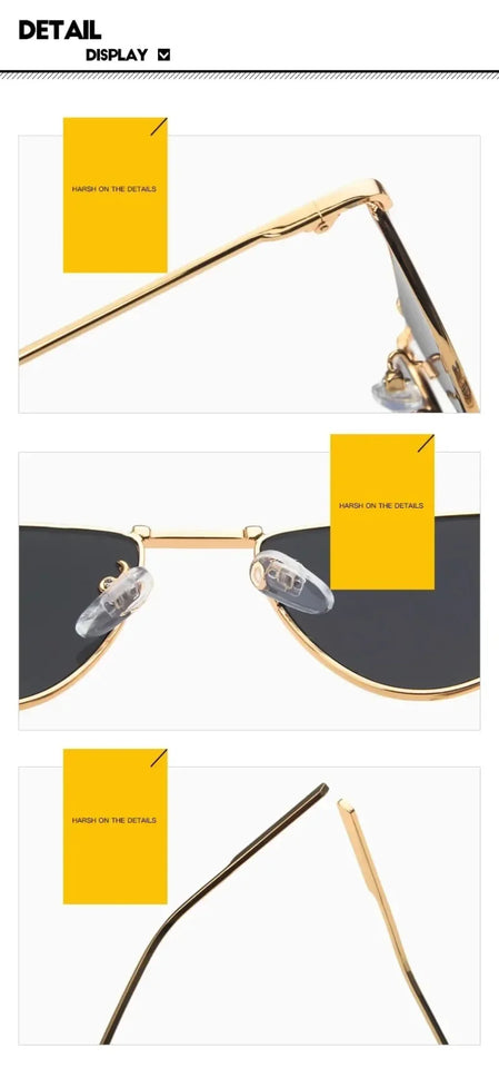 Women's Cat Eye Sunglasses - Luxury Metal Triangle Design with UV400 Protection