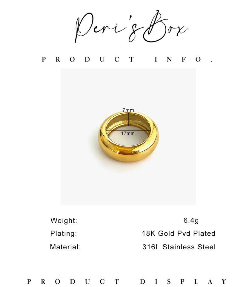 Unisex Minimalist Wide Band Rings - Gold Silver Plated Stainless Steel