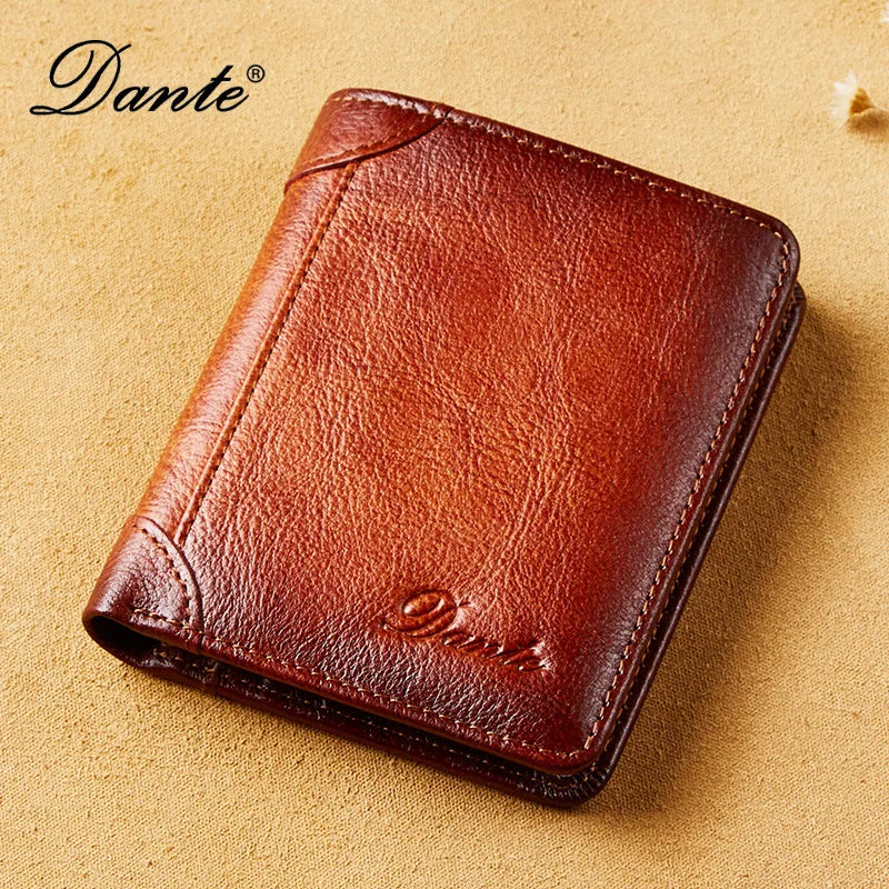 Dante Men's Leather RFID Wallet - Vintage Cowhide Vertical Design with Money Clip