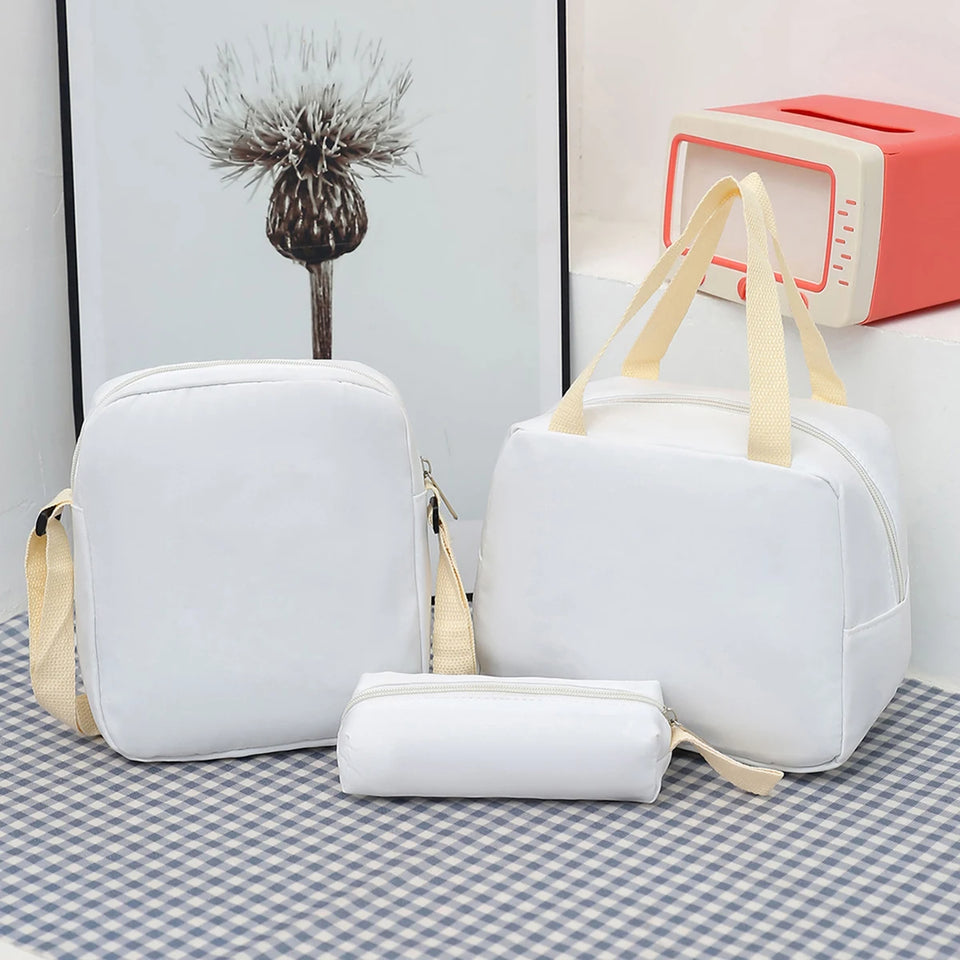 3-Piece Women's Bag Set - Quilted Nylon with Zipper for Commute Essentials