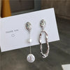 Asymmetric Freshwater Pearl Studs - Elegant Long Metallic Earrings