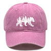 Washed Cotton Snapback Cap - Forest Bear Distressed Baseball Hat