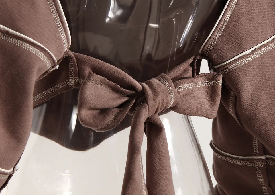 Ladies' Fashion Hoodie - Color Clashing Short Top for Layering