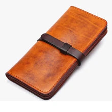 Vintage Crazy Horse Leather Wallet - Handmade Men's Bifold with Money Clip