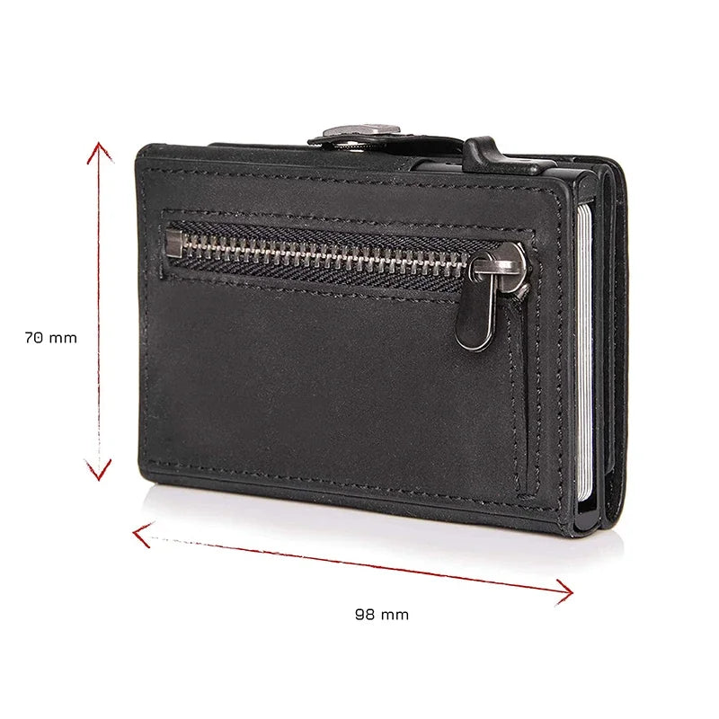 RFID Pop-Up Card Case - Leather Wallet with Multiple Compartments for Men & Women