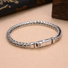 Handmade S925 Sterling Silver Bracelet - Retro Woven Style