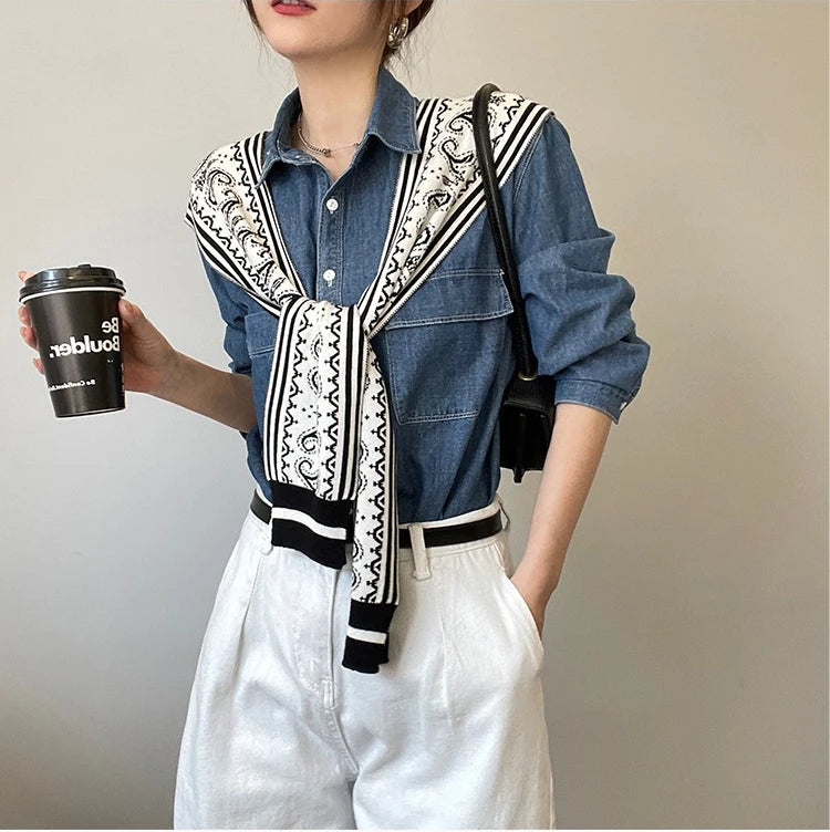 Women's Cotton Paisley Stole - Small Square Shawl with Striped Accents