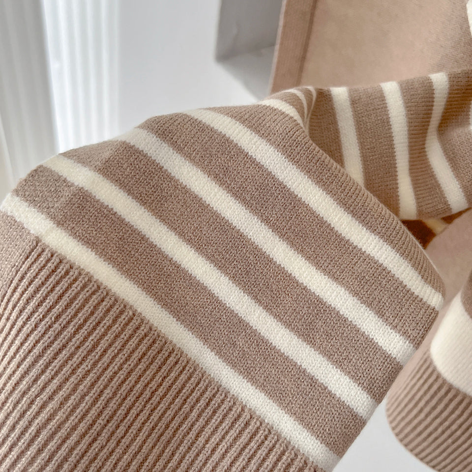 Preppy Striped Knitted Scarf - High-Grade Office Shawl for Air-Conditioned Spaces
