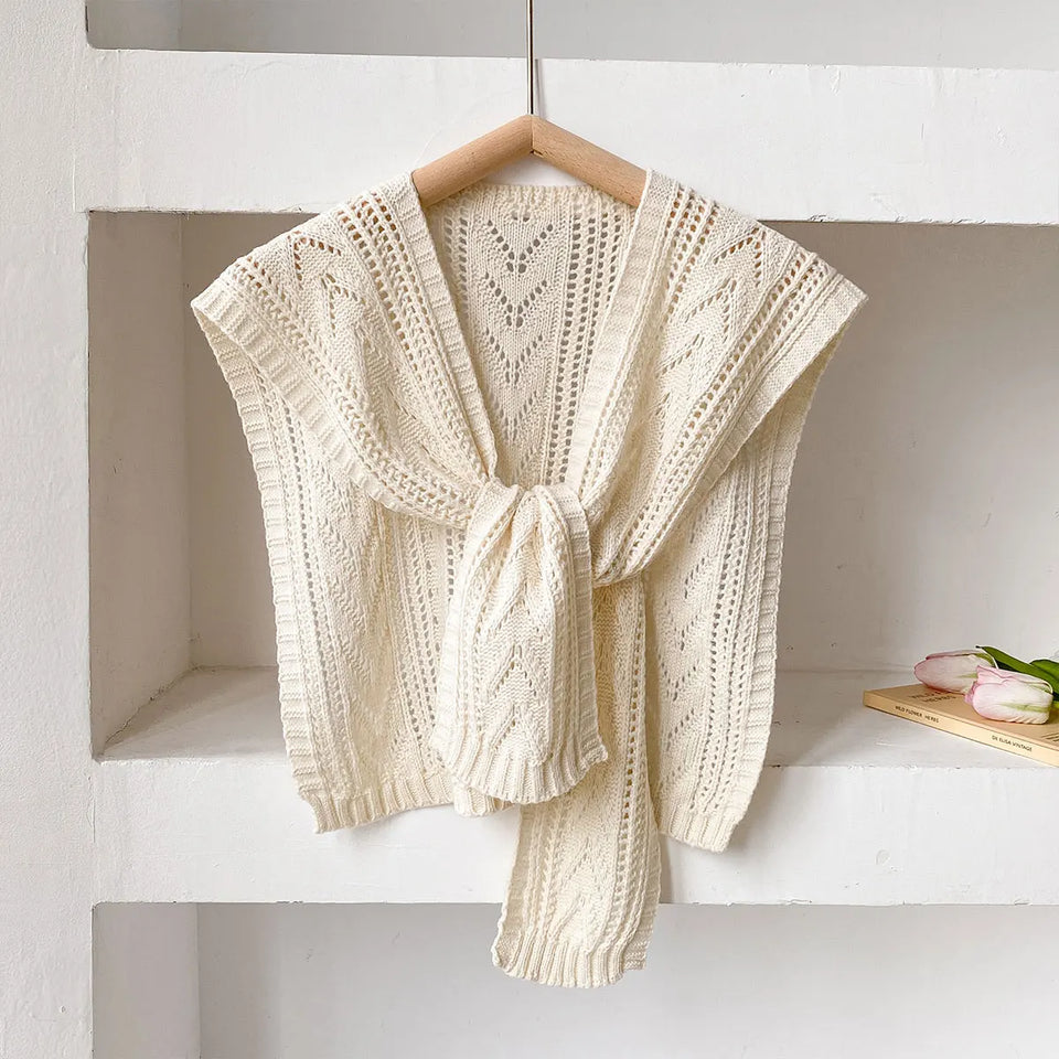 Korean Style Knitted Shawl - Summer Air Conditioning Neck Cape for Women