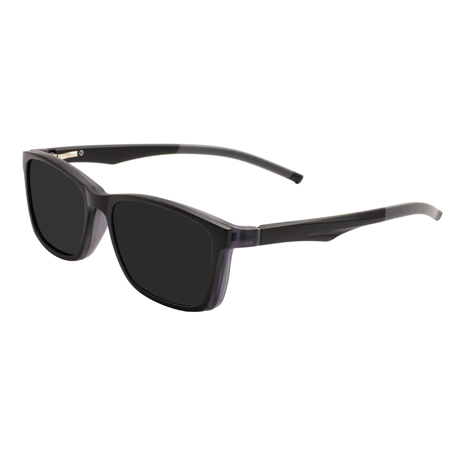 Rectangular Frame Sunglasses - Large Size with Clip-On Design & Spring Hinges