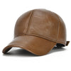 Adjustable Men's Genuine Cowhide Leather Baseball Cap - Fall Winter Sports Hat