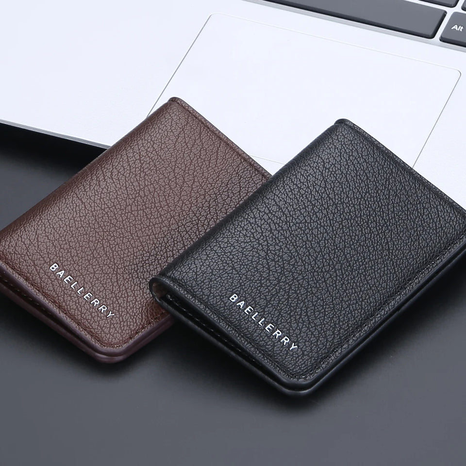 Minimalist Men's Wallet - Slim PU Leather Front Pocket Card Holder