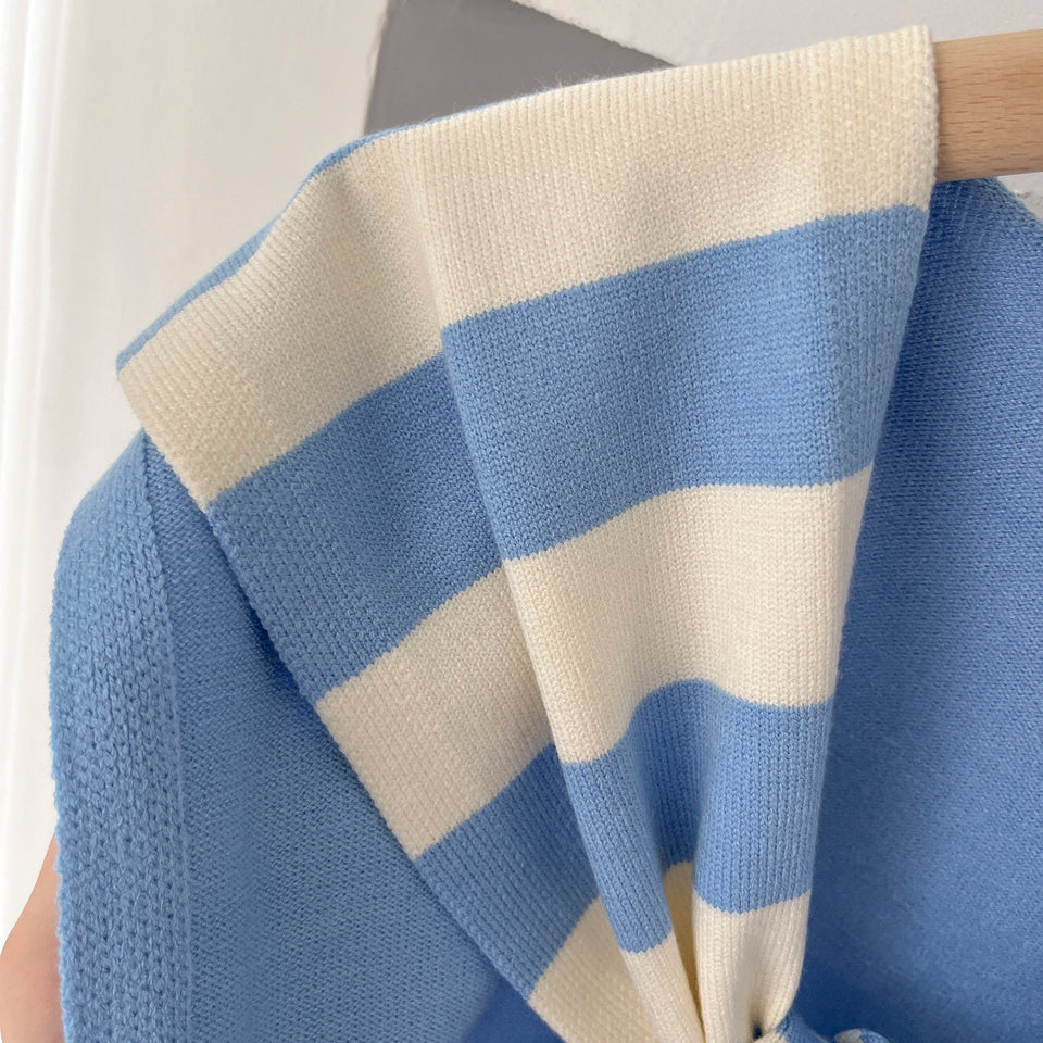 Preppy Striped Knitted Scarf - High-Grade Office Shawl for Air-Conditioned Spaces