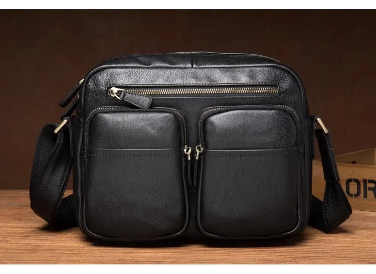 Leather Messenger Bag - Casual Crossbody with Zipper Design