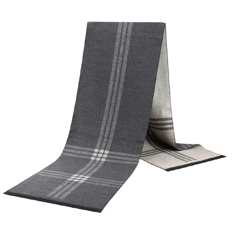 Luxury Men's Cashmere Scarf - Winter Wool Plaid Muffler Perfect for Gifts