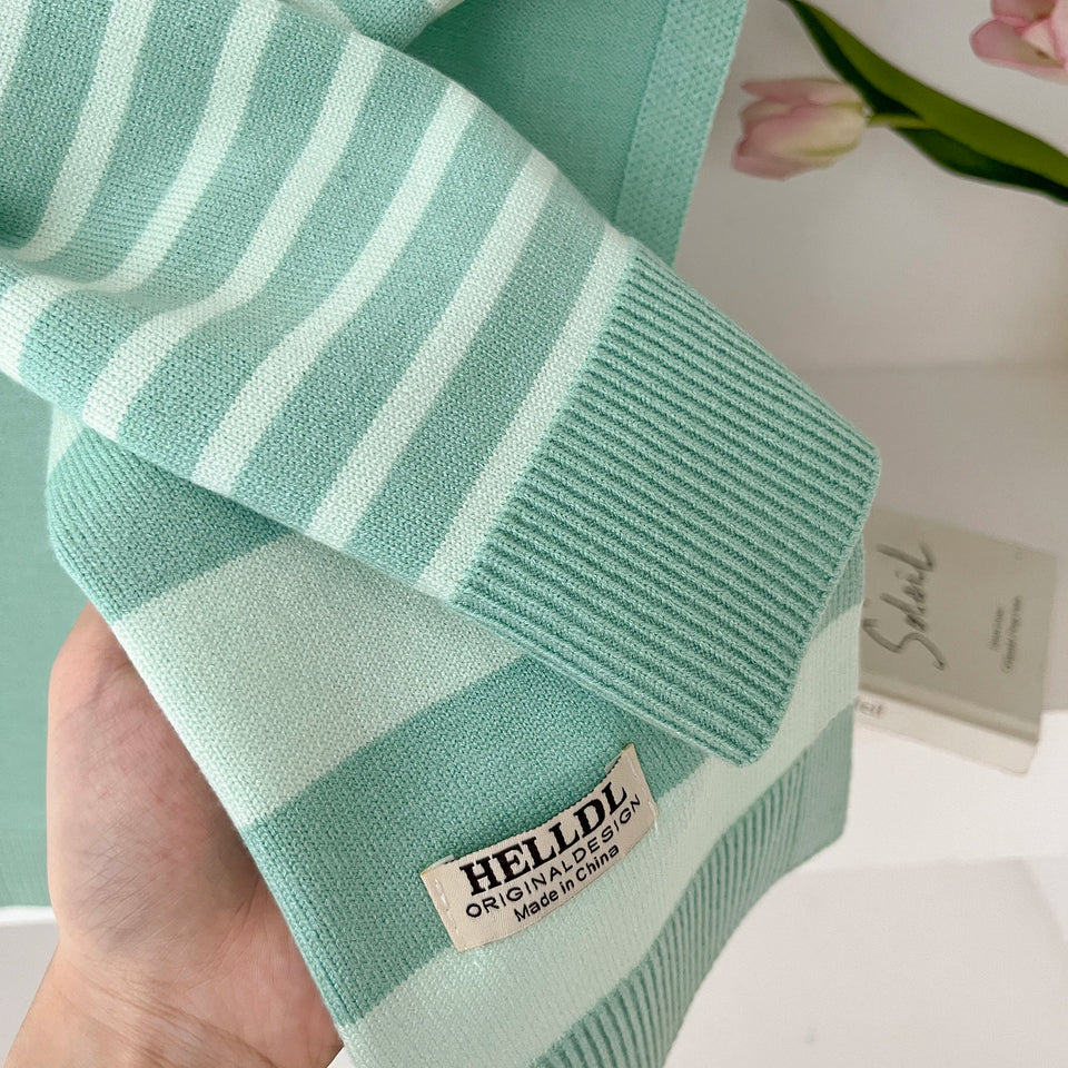 Preppy Striped Knitted Scarf - High-Grade Office Shawl for Air-Conditioned Spaces