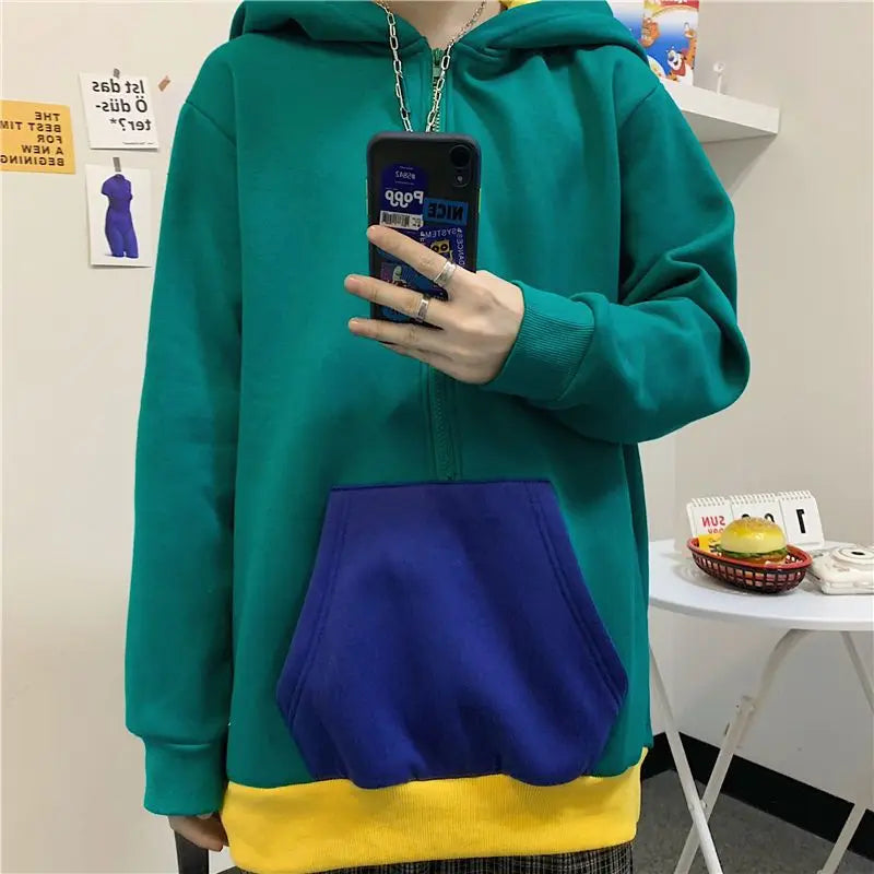 Loose Fit Frog Hoodie - Men's Plus Size Korean Style Fleece Lined Pullover