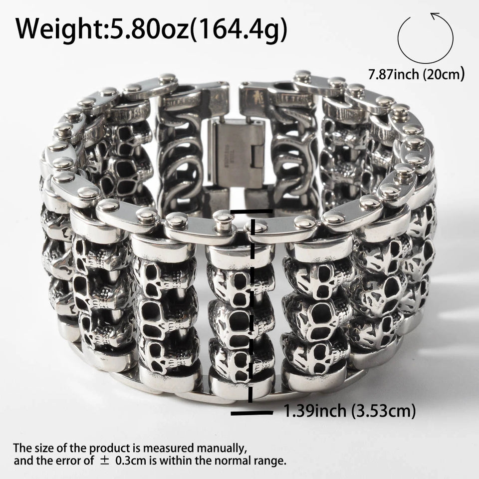 Gothic Punk Skull Bracelet - Trendy Stainless-Steel Bangle