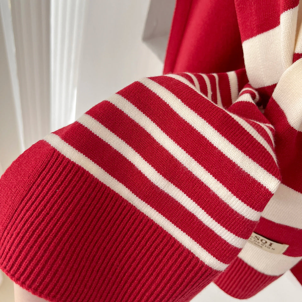 Preppy Striped Knitted Scarf - High-Grade Office Shawl for Air-Conditioned Spaces