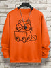 Gentleman Cat Print Men's Hoodie - Hip Hop Streetwear Pullover Sweatshirt