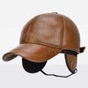 Adjustable Men's Genuine Cowhide Leather Baseball Cap - Fall Winter Sports Hat