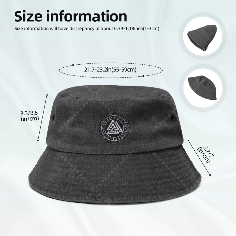 Unisex Viking Bucket Hat - Adjustable Cotton Sun Hat for Beach & Travel