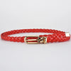 0.8cm Thin Braided PU Leather Belt - Women's Pin Buckle Waistband 110cm