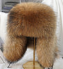 Men's Luxury Fox Fur Hat - 100% Sheepskin Ushanka with Ear Flaps