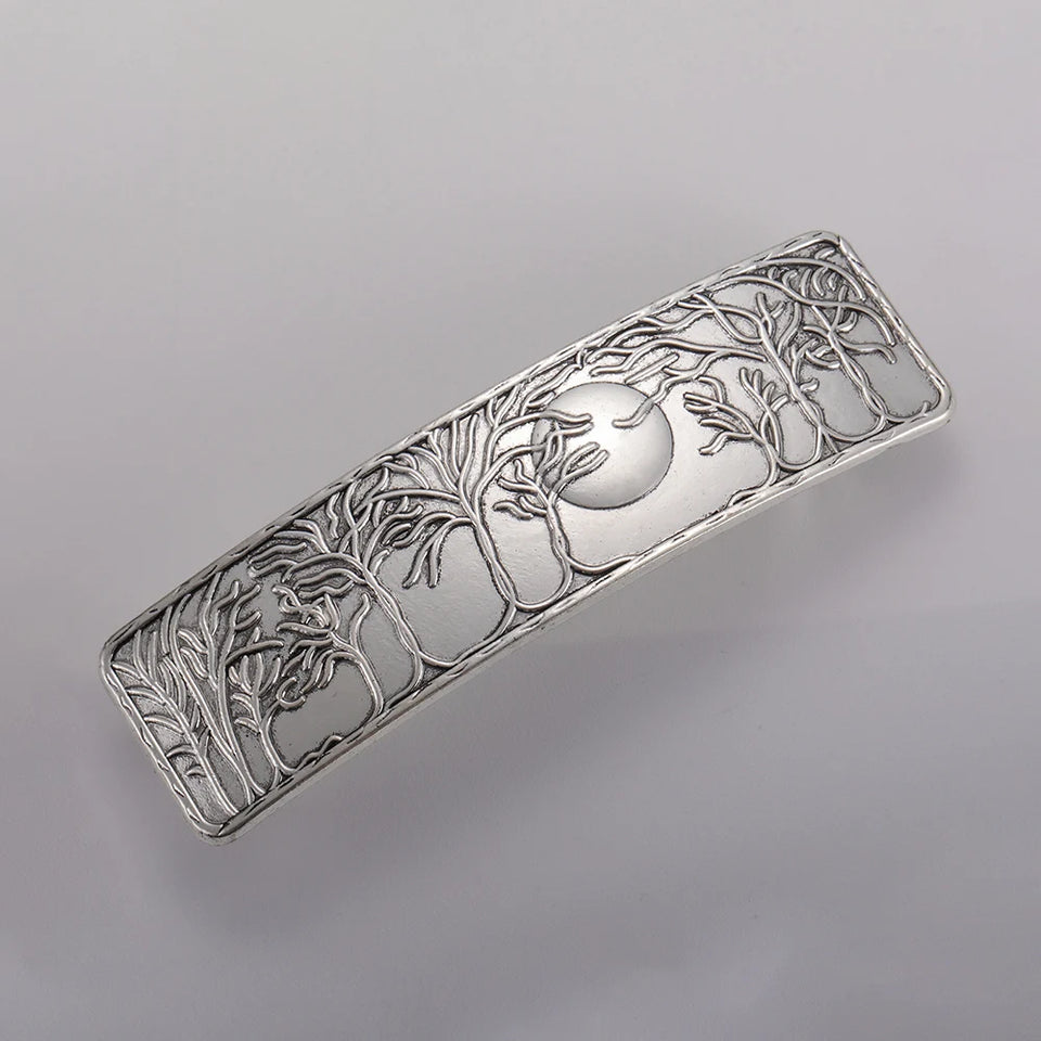 Vintage Celtic Tree of Life Hair Clips - Wicca Flower Barrettes for Women