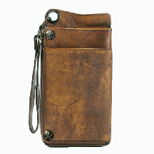 Vintage Crazy Horse Leather Wallet - Handmade Men's Bifold with Money Clip