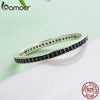 Double Circle Sterling Silver Ring - Black Clear CZ Stackable Women's Fine Jewelry