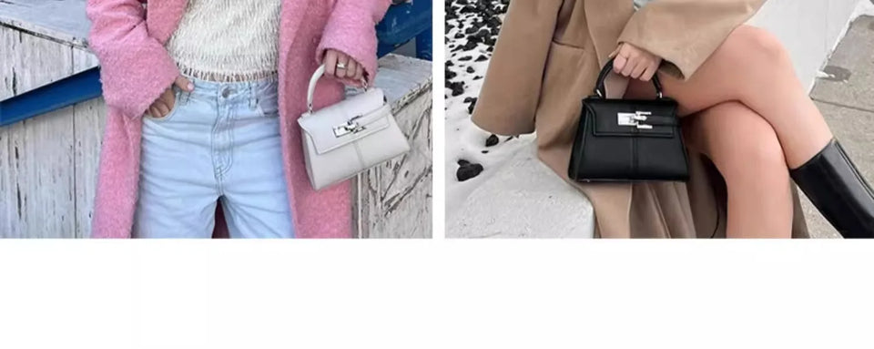 Trapezoidal Leather Handbag for Women - Versatile Tote Style