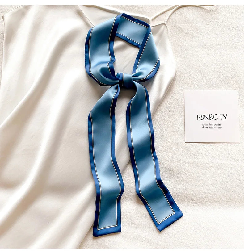 Satin Ribbon Neckerchief for Women - 6x115cm Long Silk-Style