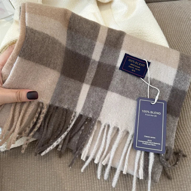 Classic Plaid Cashmere Scarf - Warm Winter Scarf for Men & Women