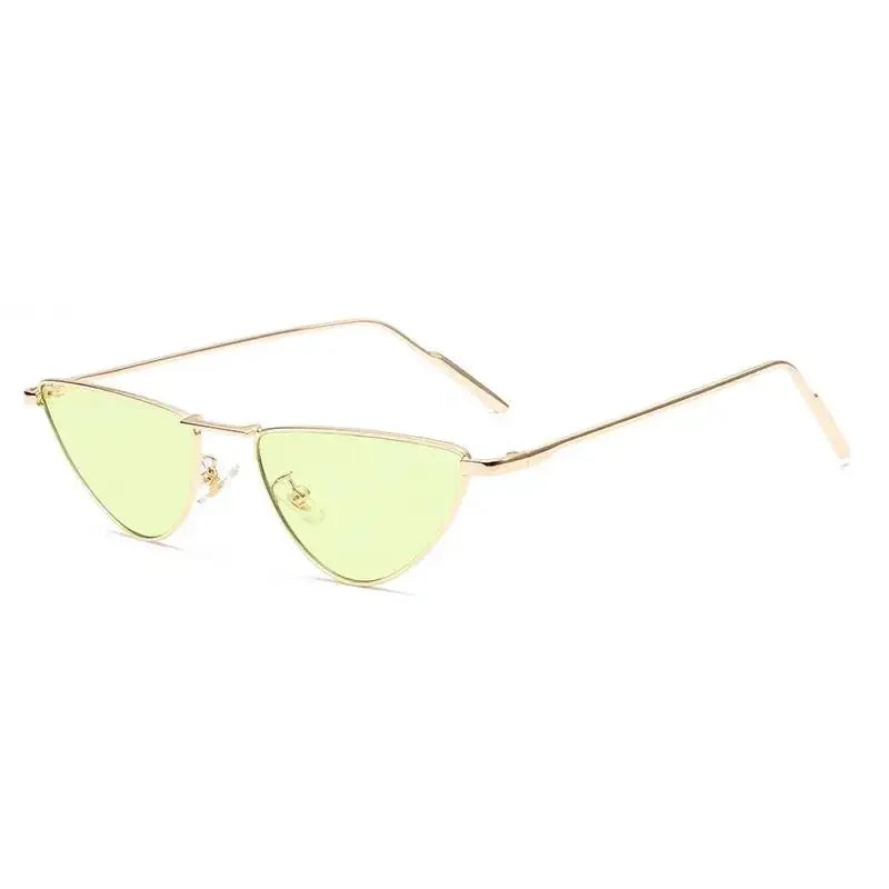 Women's Cat Eye Sunglasses - Luxury Metal Triangle Design with UV400 Protection
