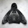 Men's Harajuku Wing Print Hoodie - Y2K Punk Street Style