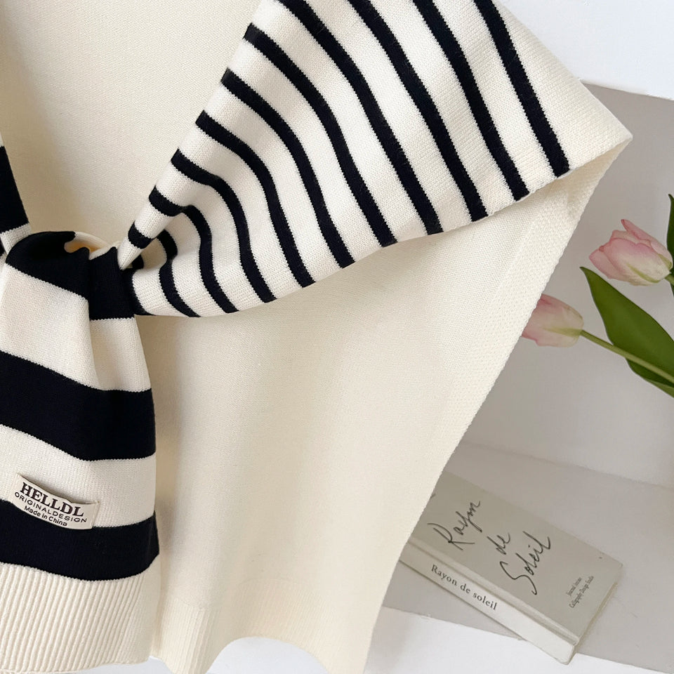 Preppy Striped Knitted Scarf - High-Grade Office Shawl for Air-Conditioned Spaces