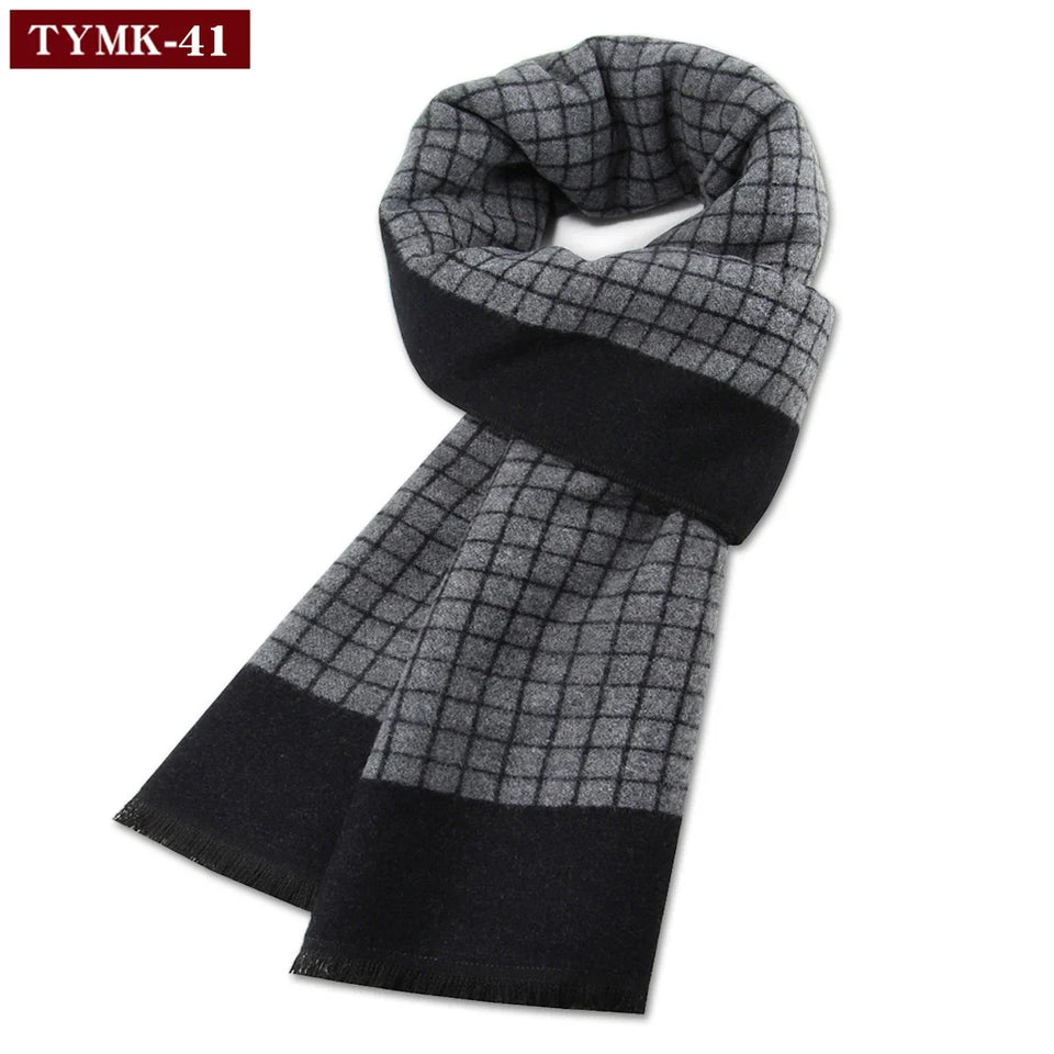 Luxury Men's Cashmere Scarf - Winter Wool Plaid Muffler Perfect for Gifts