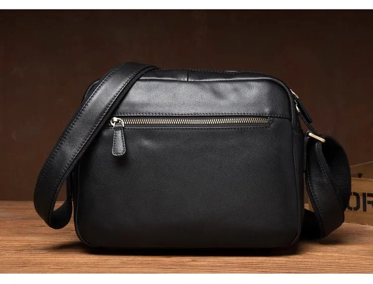 Leather Messenger Bag - Casual Crossbody with Zipper Design