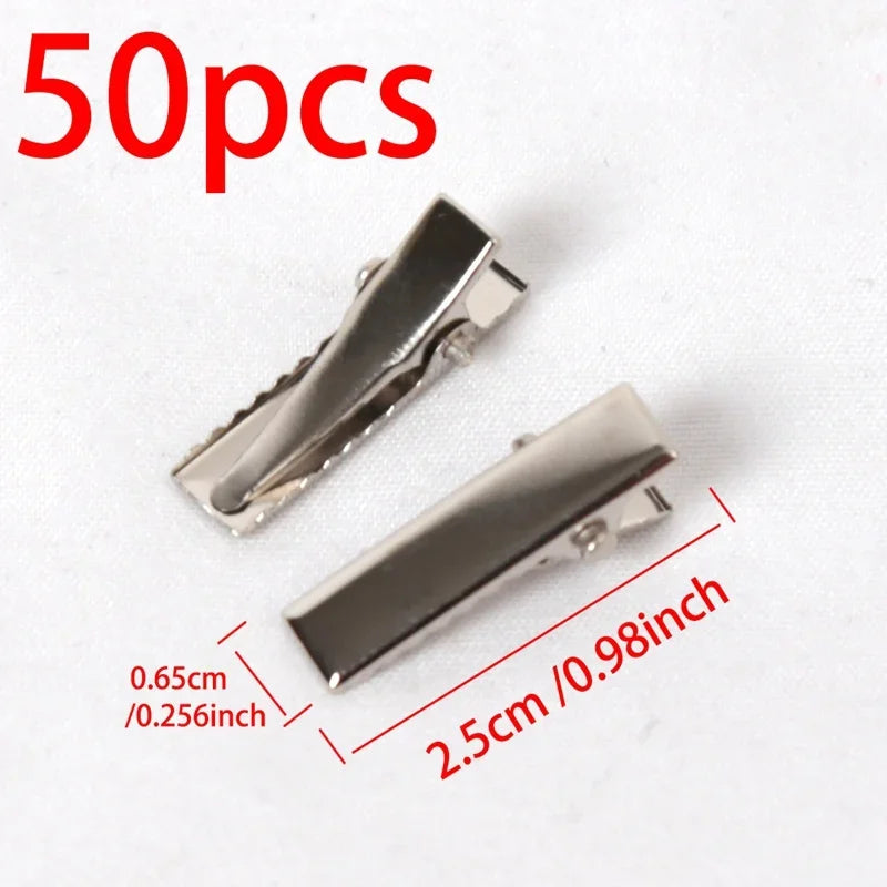 50Pcs Metal Alligator Hair Clips - Duckbill Blank Base for DIY Hair Accessories
