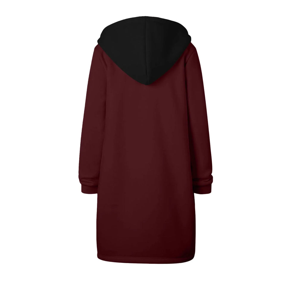 Y2K Long Sleeve Hoodie for Women - Versatile Color Block Zip Sweatshirt