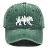 Washed Cotton Snapback Cap - Forest Bear Distressed Baseball Hat