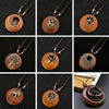 Retro Wooden Leaf Owl Necklace - Women's Long Chain with Clock Pendant Jewelry