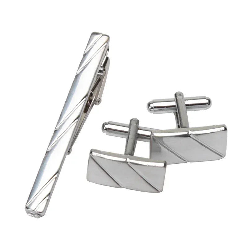 Men's Classic Cufflinks & Tie Clip Set - Luxury Fashion Jewelry Gift