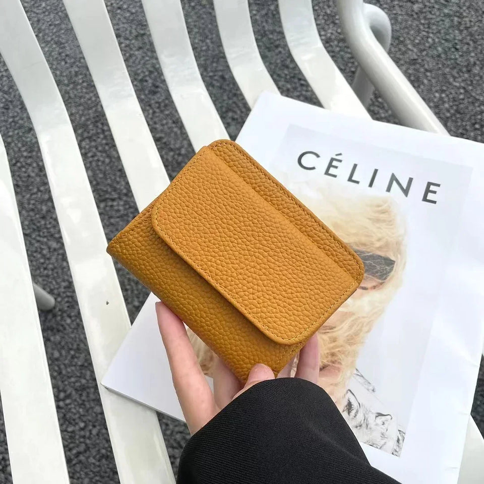 Women's Leather Wallet - Small Folding Purse with Multiple Compartments