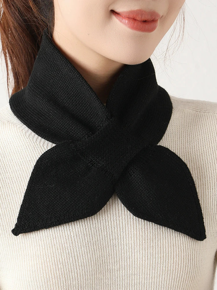 Wool Knit Neck Warmer for Women - Bow Tie Style Winter Scarf with Loop Design