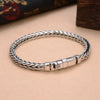 Handmade S925 Sterling Silver Bracelet - Retro Woven Style