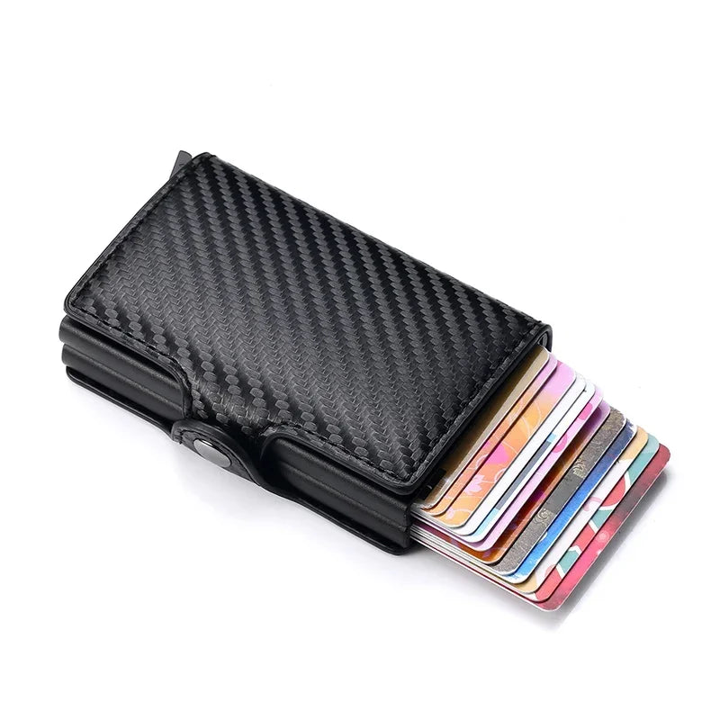 RFID Blocking Men's Card Holder - Secure Aluminum Wallet with Leather Cover