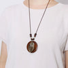 Retro Wooden Leaf Owl Necklace - Women's Long Chain with Clock Pendant Jewelry
